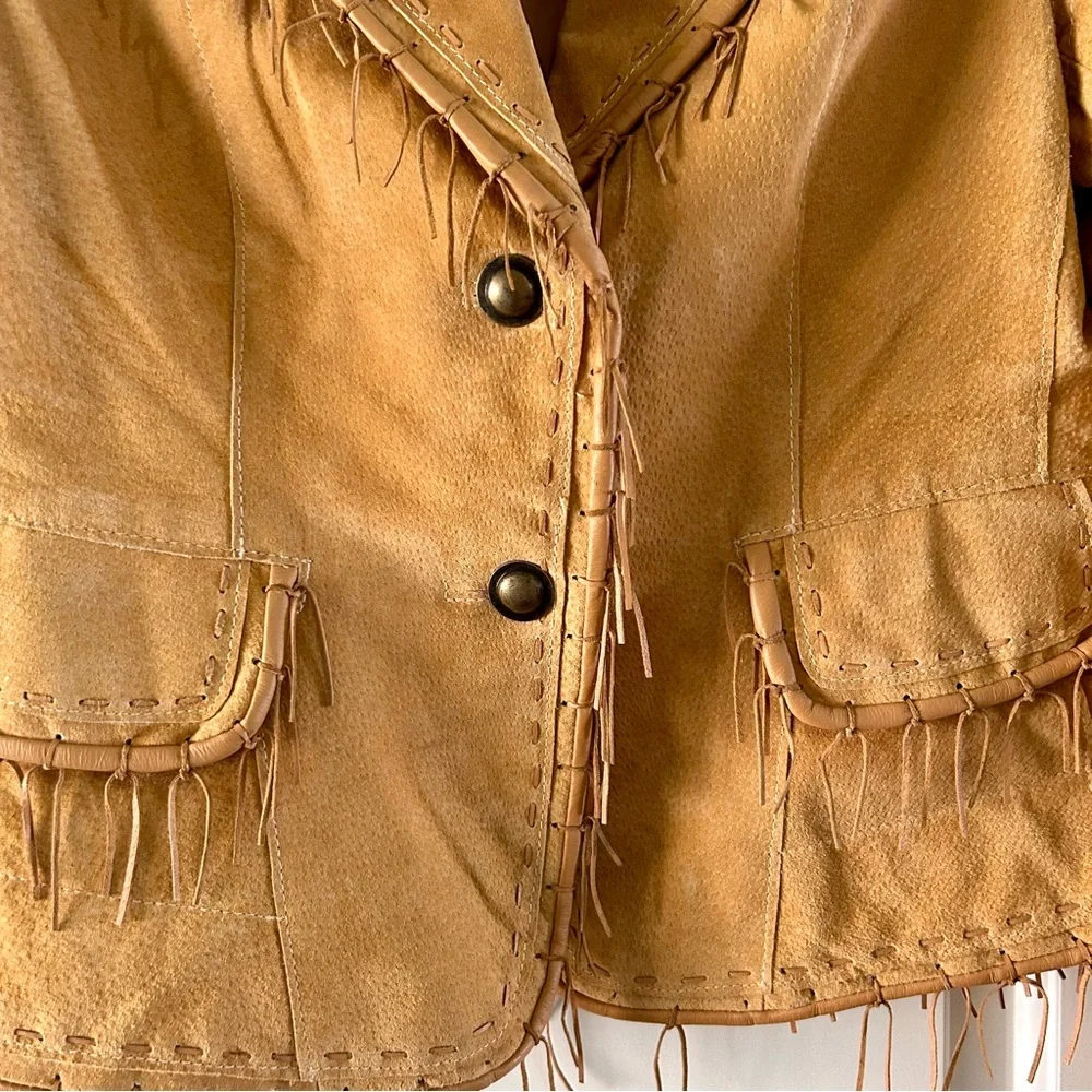Scully Vintage Genuine Suede Leather Women’s Tan Fringe Jacket. Size Medium - Picture 2 of 12